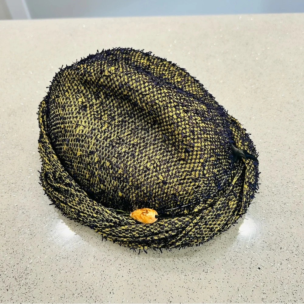 Vintage~Francine Exclusive‎ With The Fashion Women’s Tweed Hat~Mustard & Navy
